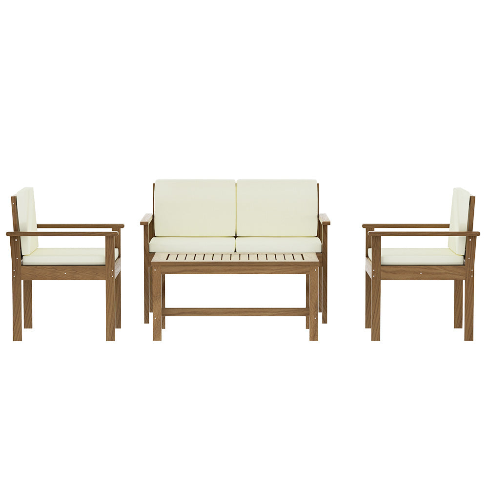 Gardeon Outdoor Sofa Set 4-Seater Acacia Wood Lounge Setting Table Chairs