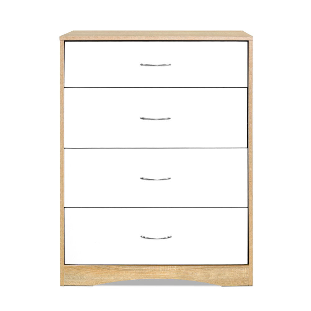 Artiss 4 Chest of Drawers Tallboy Dresser Table Bedroom Storage White Wood Cabinet