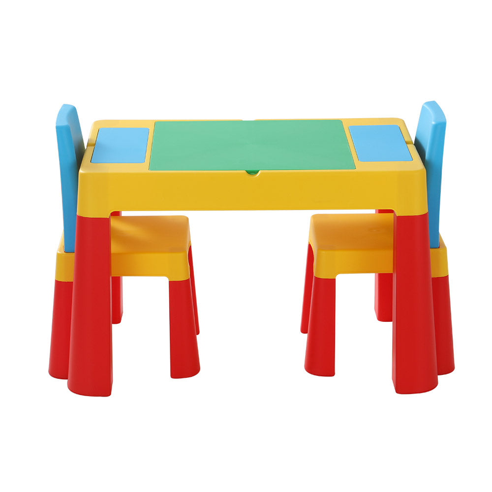 Keezi 3PCS Kids Table and Chairs Set Activity Chalkboard Toys Storage Box Desk