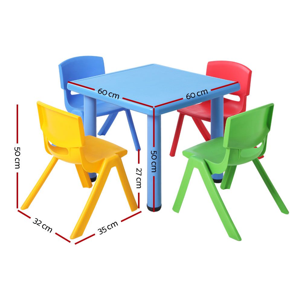 Keezi 5 Piece Kids Table and Chair Set - Blue