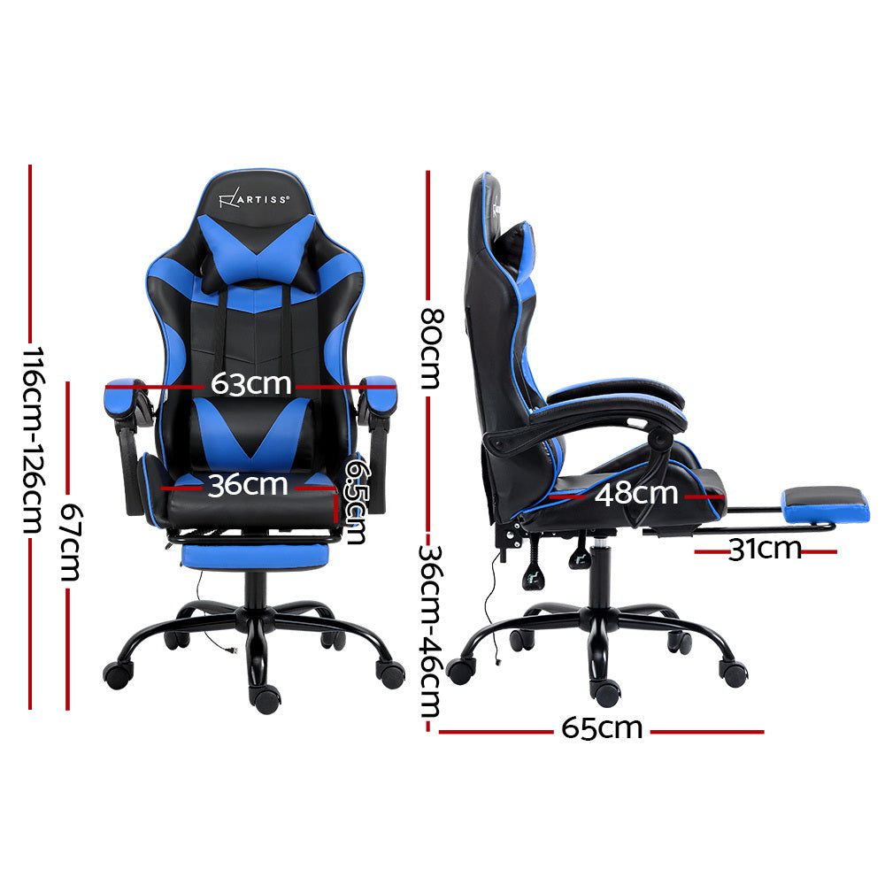 Artiss Gaming Chairs Massage Racing Recliner Leather Office Chair Footrest