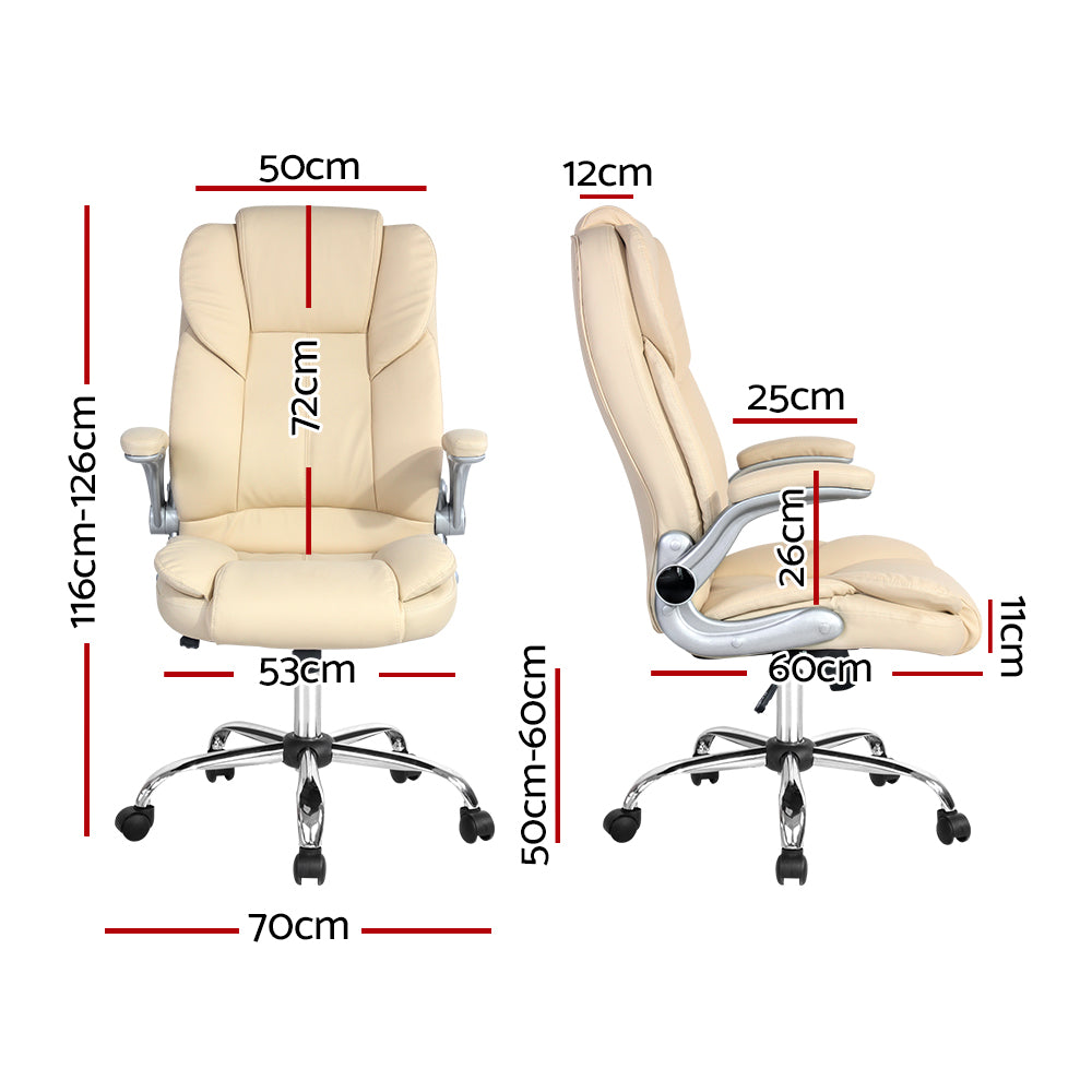 Artiss Kea Executive Office Chair Leather Beige