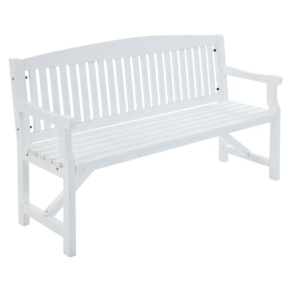 Gardeon Wooden Garden Bench Chair Outdoor Furniture Patio Deck 3 Seater White