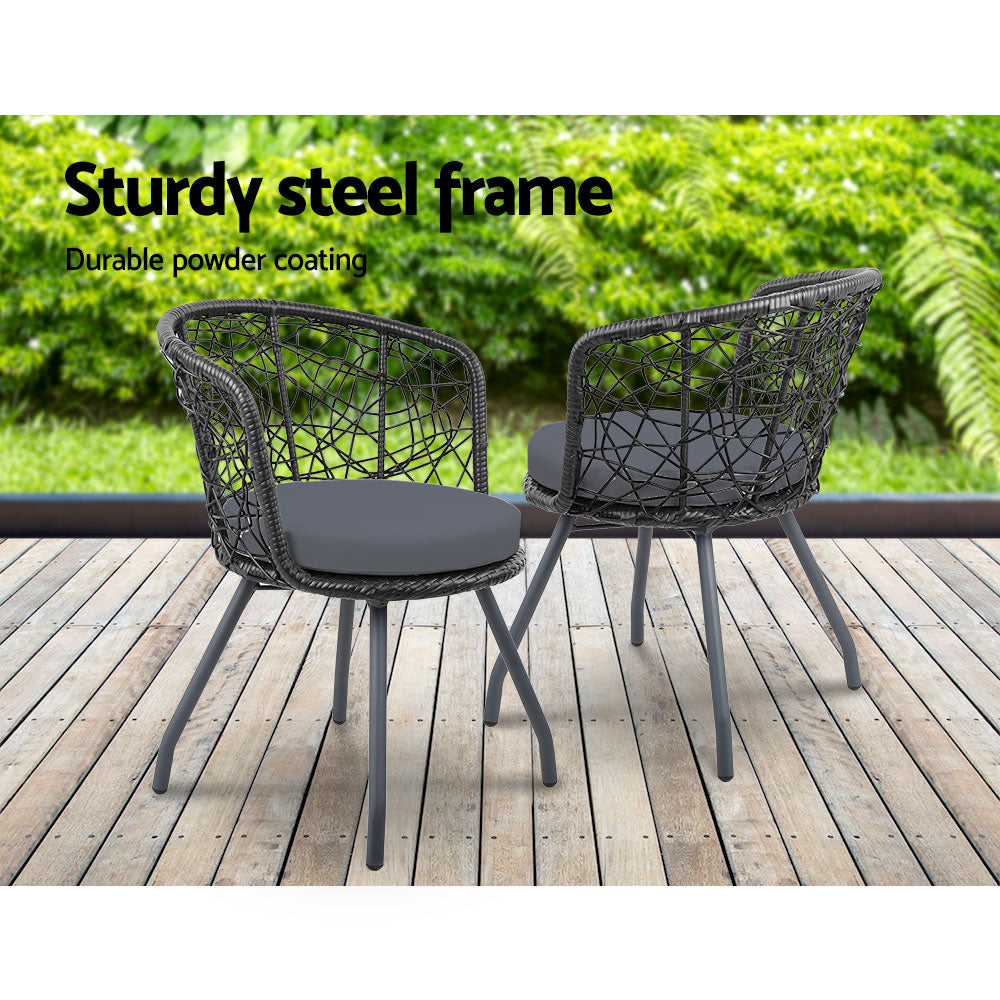 Gardeon Outdoor Patio Chair and Table - Black