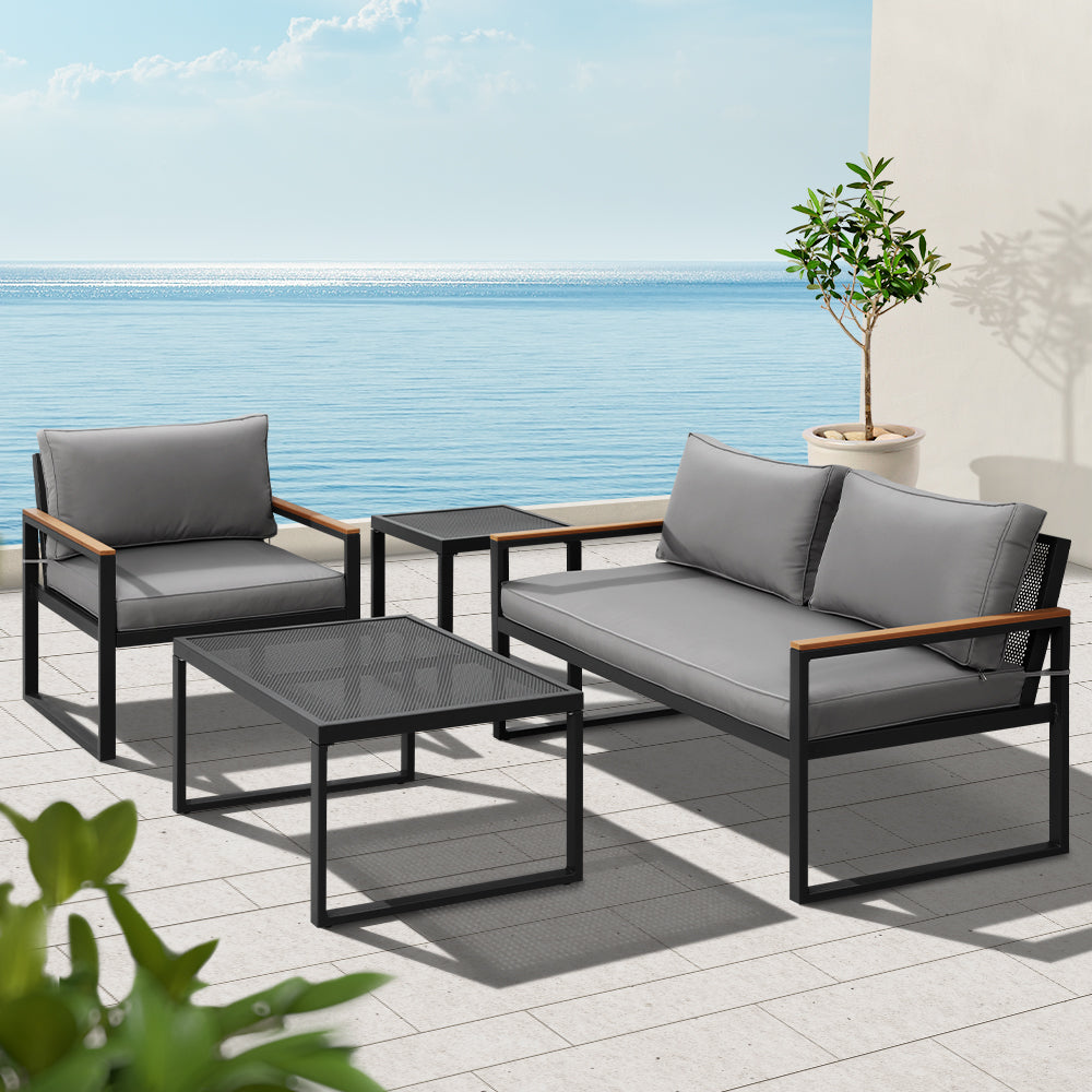 Gardeon Outdoor Sofa Set 3-Seater Corner Modular Lounge Setting Steel