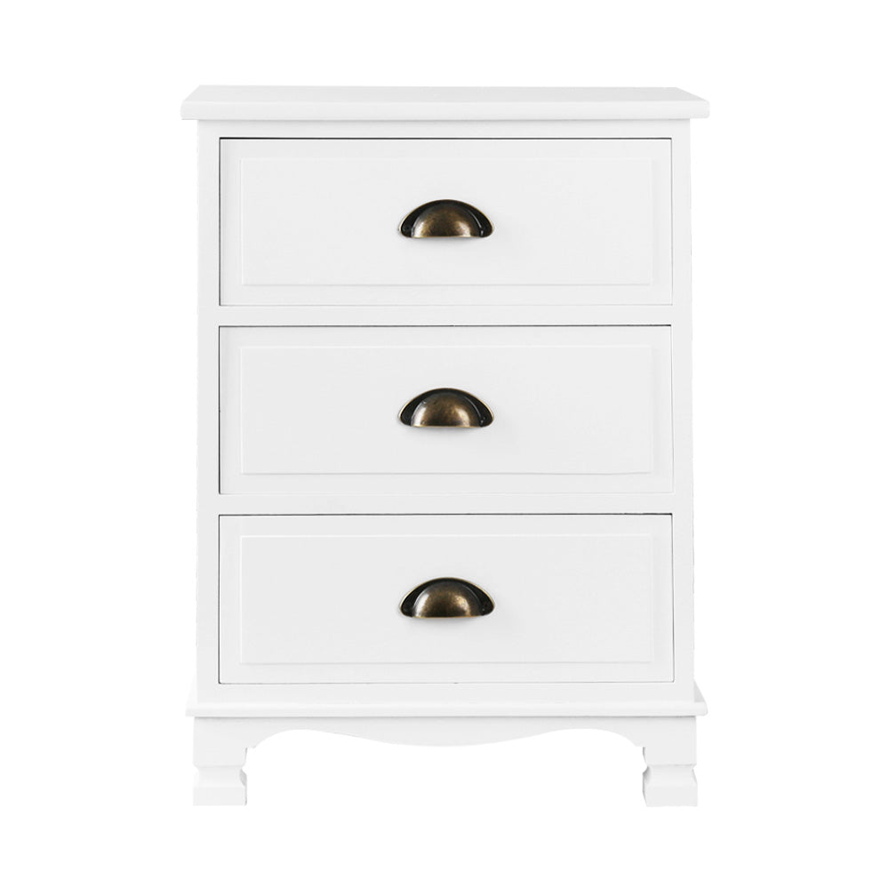 Artiss Vintage Bedside Table Chest Storage Cabinet Nightstand White