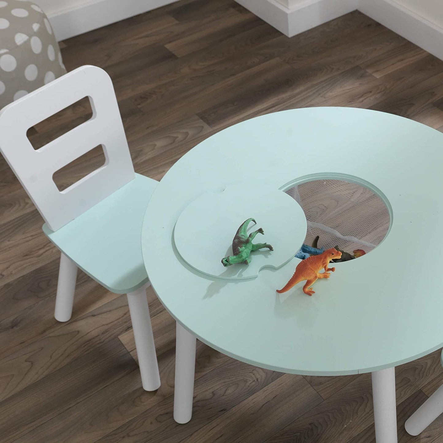 Round Table and 2 Chair Set for children (Mint)