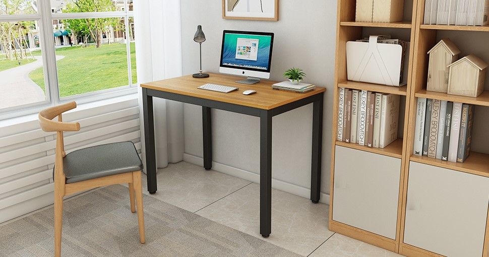 Sturdy and Heavy Duty Foldable Office Computer Desk (Teak, 101cm)