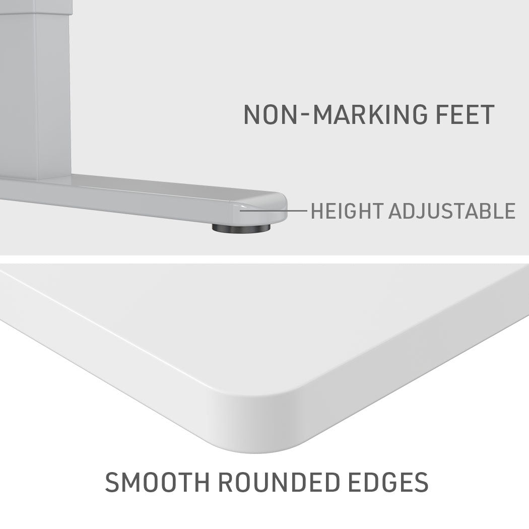 FORTIA Sit Stand Standing Desk, 120x60cm, 72-118cm Height Adjustable, 70kg Load, White/Silver Frame