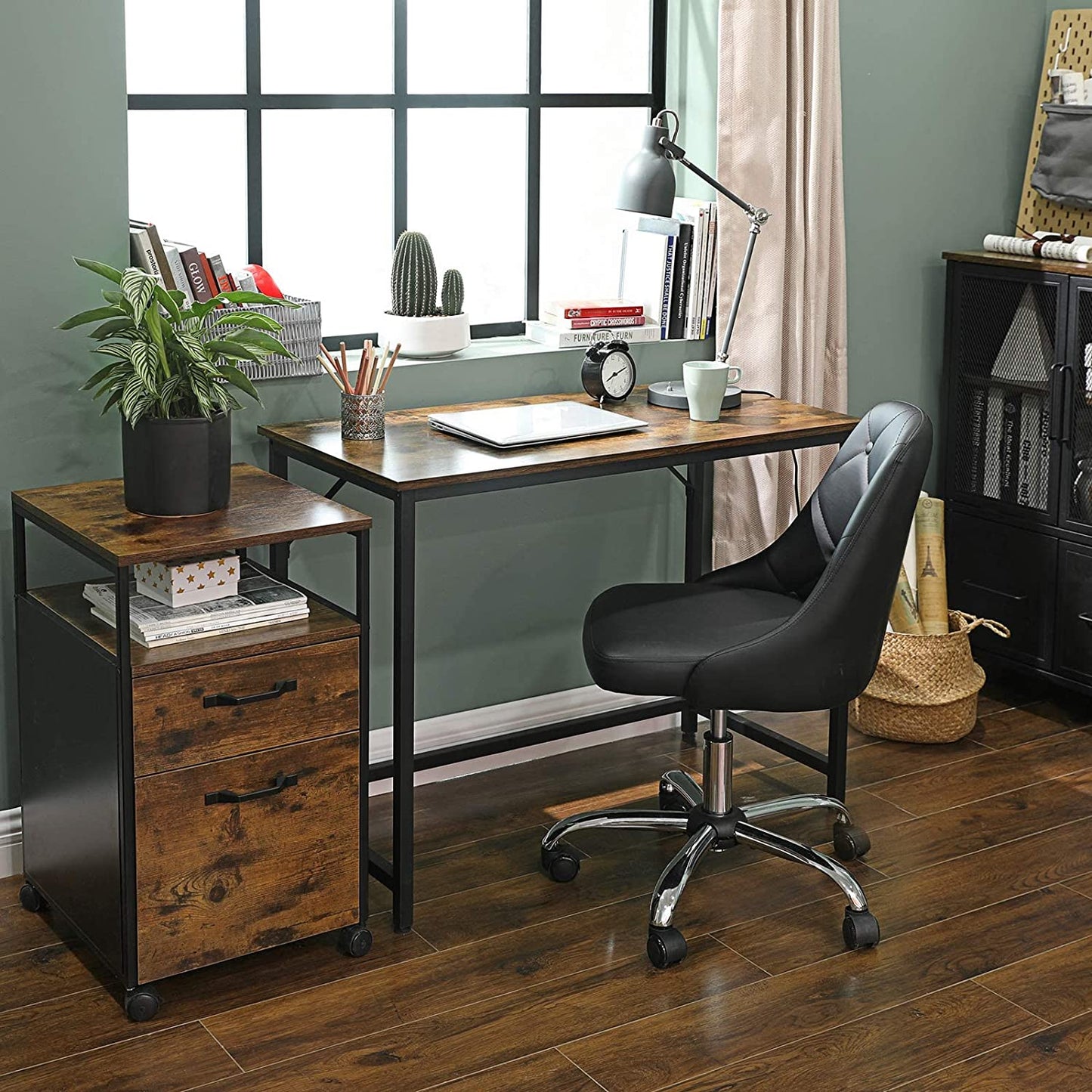 VASAGLE Computer Desk Rustic Brown and Black