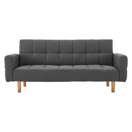 Sarantino 3-Seater Fabric Sofa Bed Futon - Dark Grey