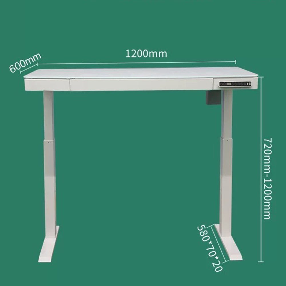 Standing Desk Electric Height Adjustable Sit Stand Toughened Glass Top Single Motor Wireless Charger