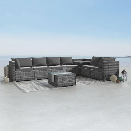 8PCS Outdoor Furniture Modular Lounge Sofa Lizard; Grey