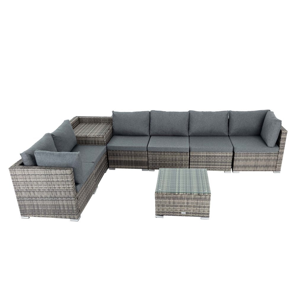 8PCS Outdoor Furniture Modular Lounge Sofa Lizard; Grey