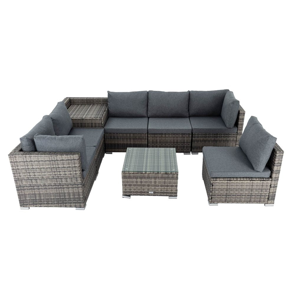 8PCS Outdoor Furniture Modular Lounge Sofa Lizard; Grey