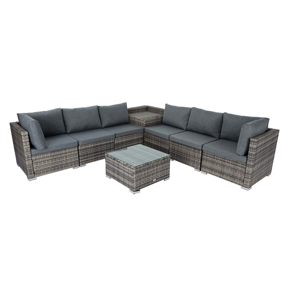 8PCS Outdoor Furniture Modular Lounge Sofa Lizard; Grey