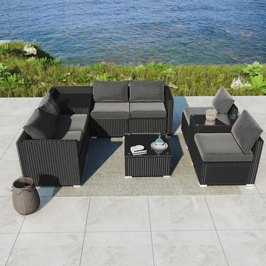 Modular Outdoor Lounge Set 9pcs Sofa, Armchairs and Coffee Table