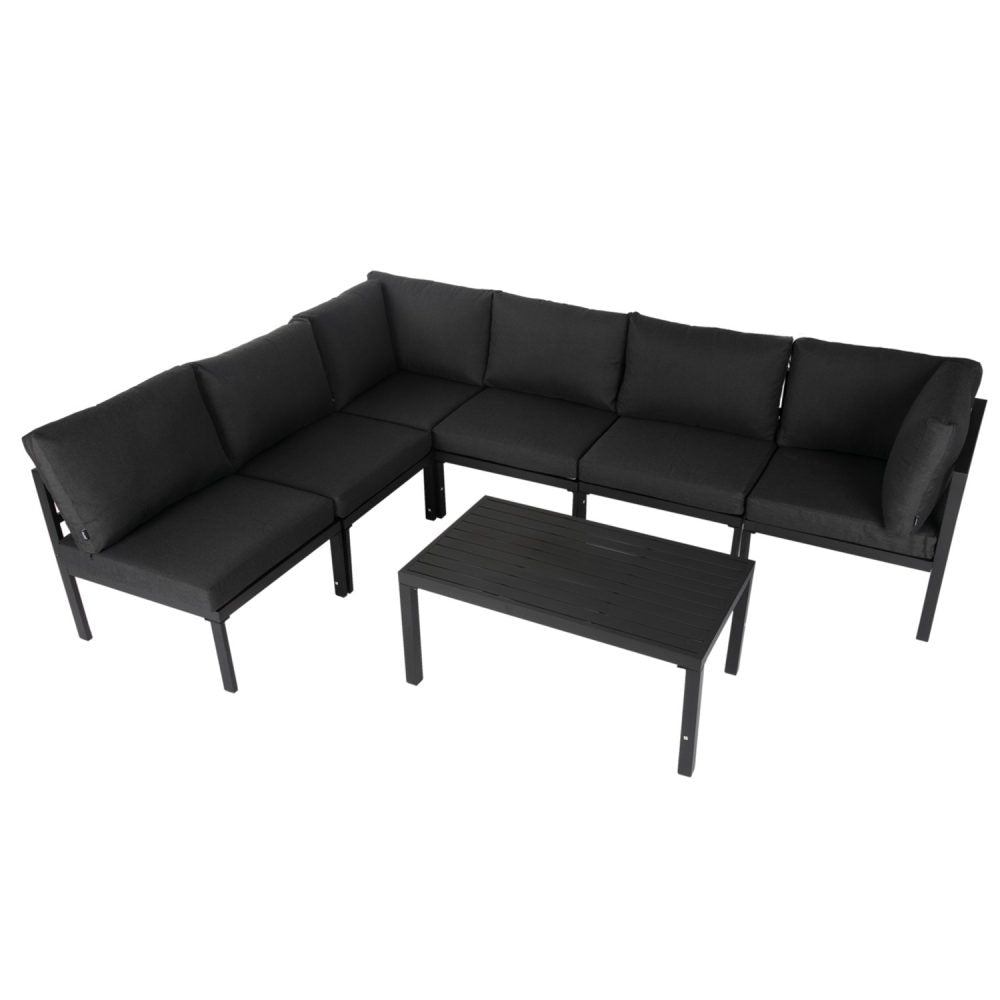 Outdoor Minimalist Charcoal Grey 7-Piece Lounge Set