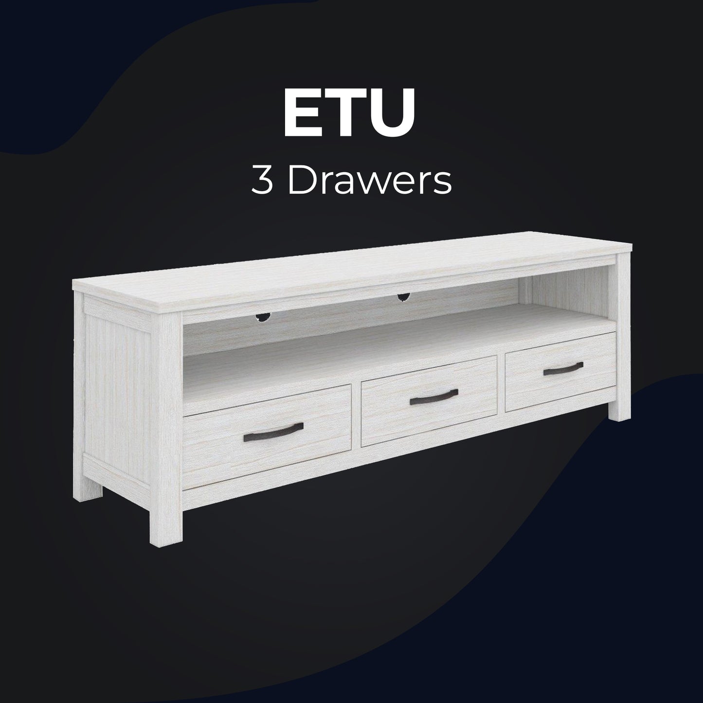 Foxglove ETU Entertainment TV Unit 166cm 3 Drawer Solid Mt Ash Wood - White