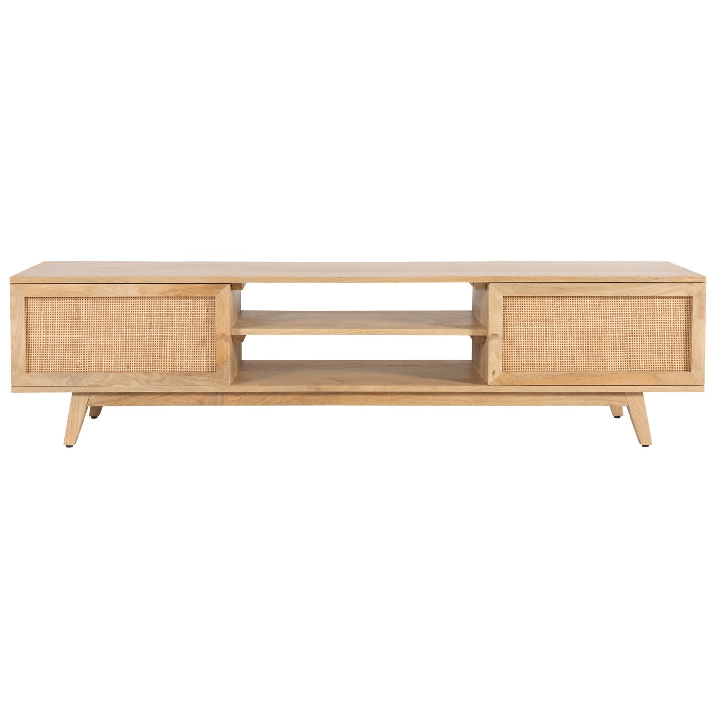 Olearia  ETU Entertainment TV Unit 175cm Solid Mango Wood Rattan 2 Door Natural