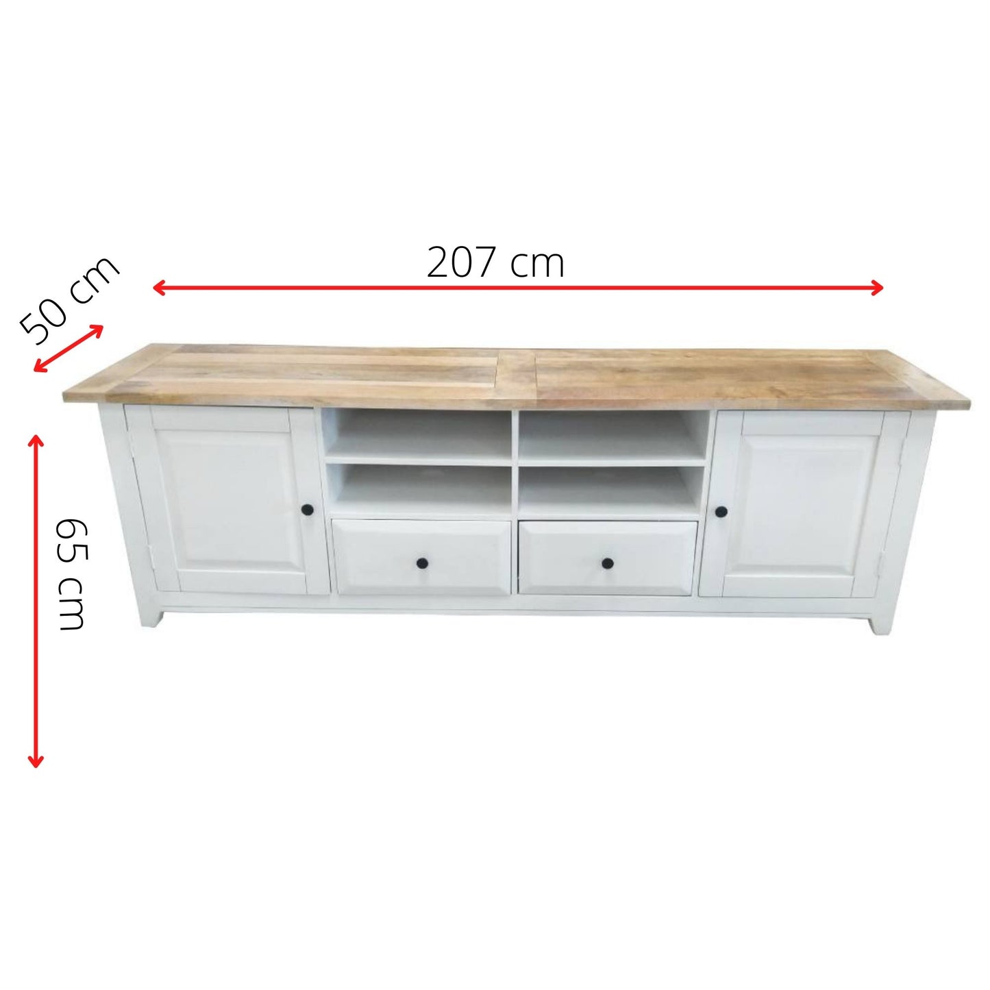 Lavasa ETU Entertainment TV Unit 207cm 2 Door Mango Wood Farmhouse Furniture