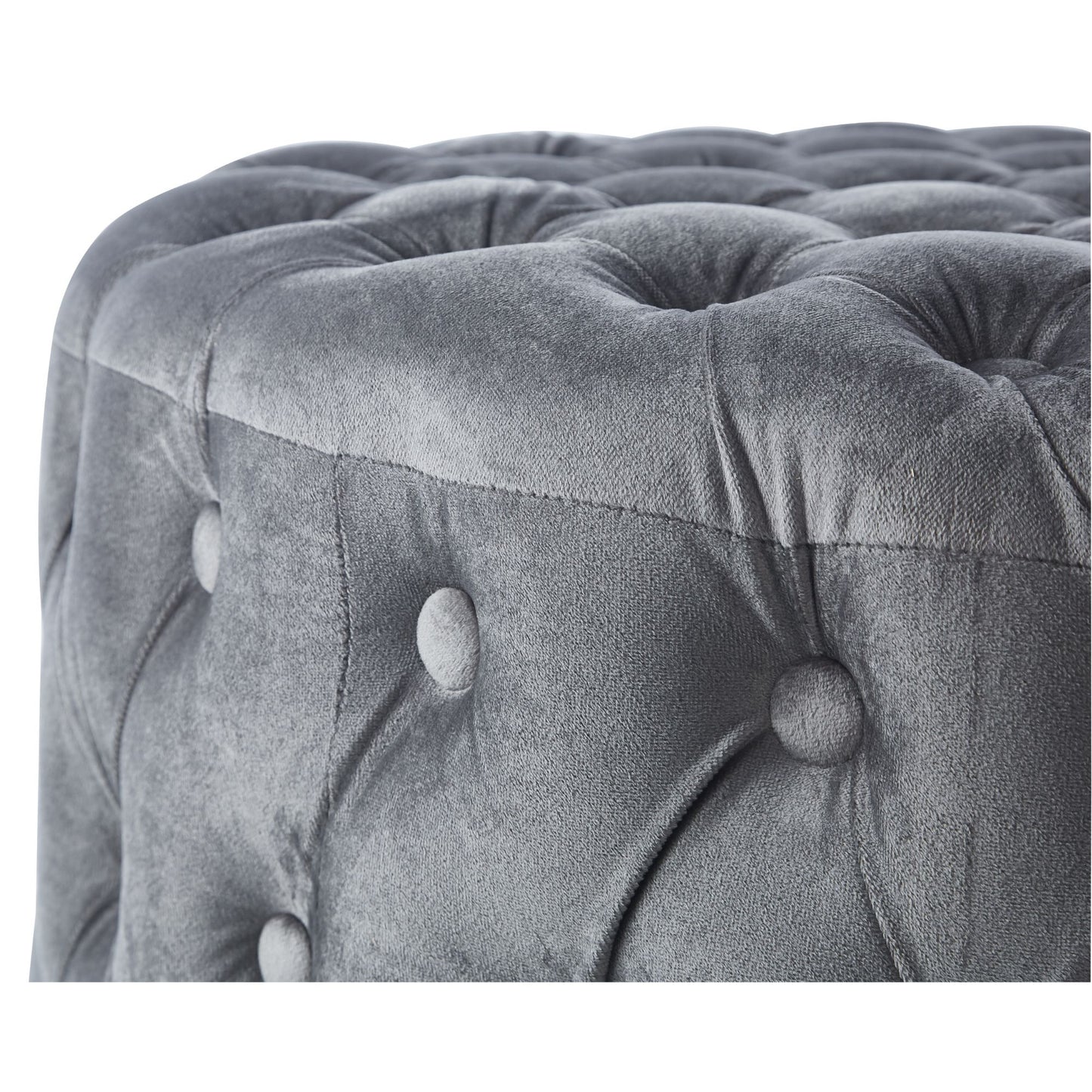 Cosmos Tufted Velvet Fabric Round Ottoman Footstools - Grey