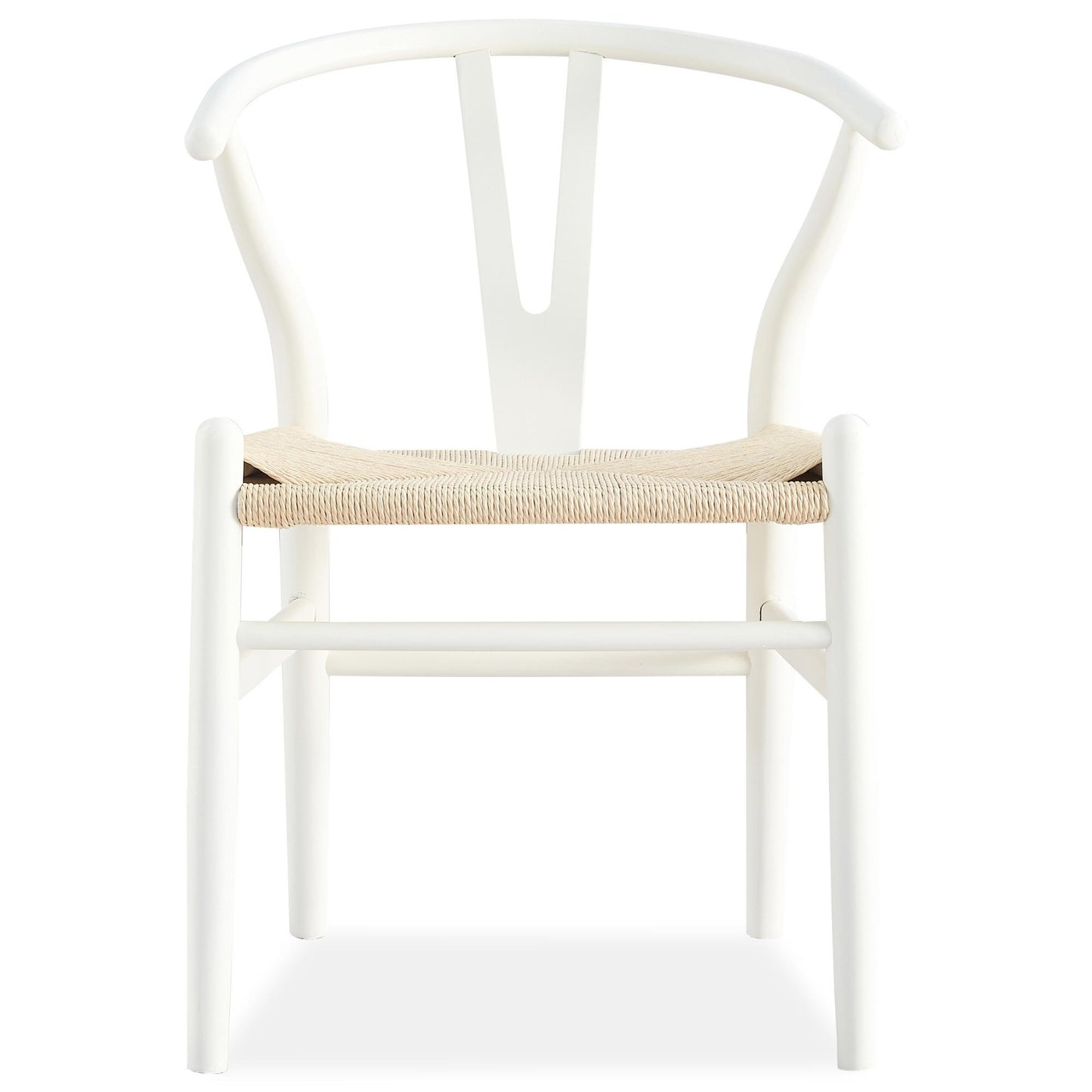 Anemone  Set of 2 Wishbone Dining Chair Beech Timber Replica Hans Wenger - White