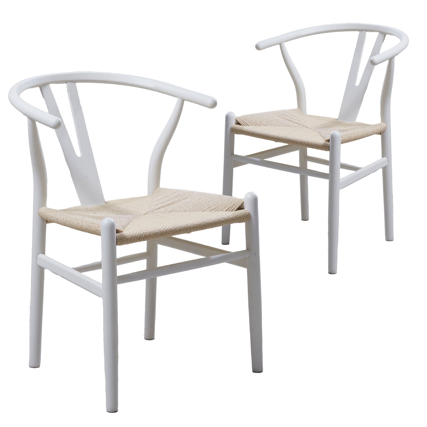 White Hans Wegner Replica Wishbone Chairs (Set of 2)