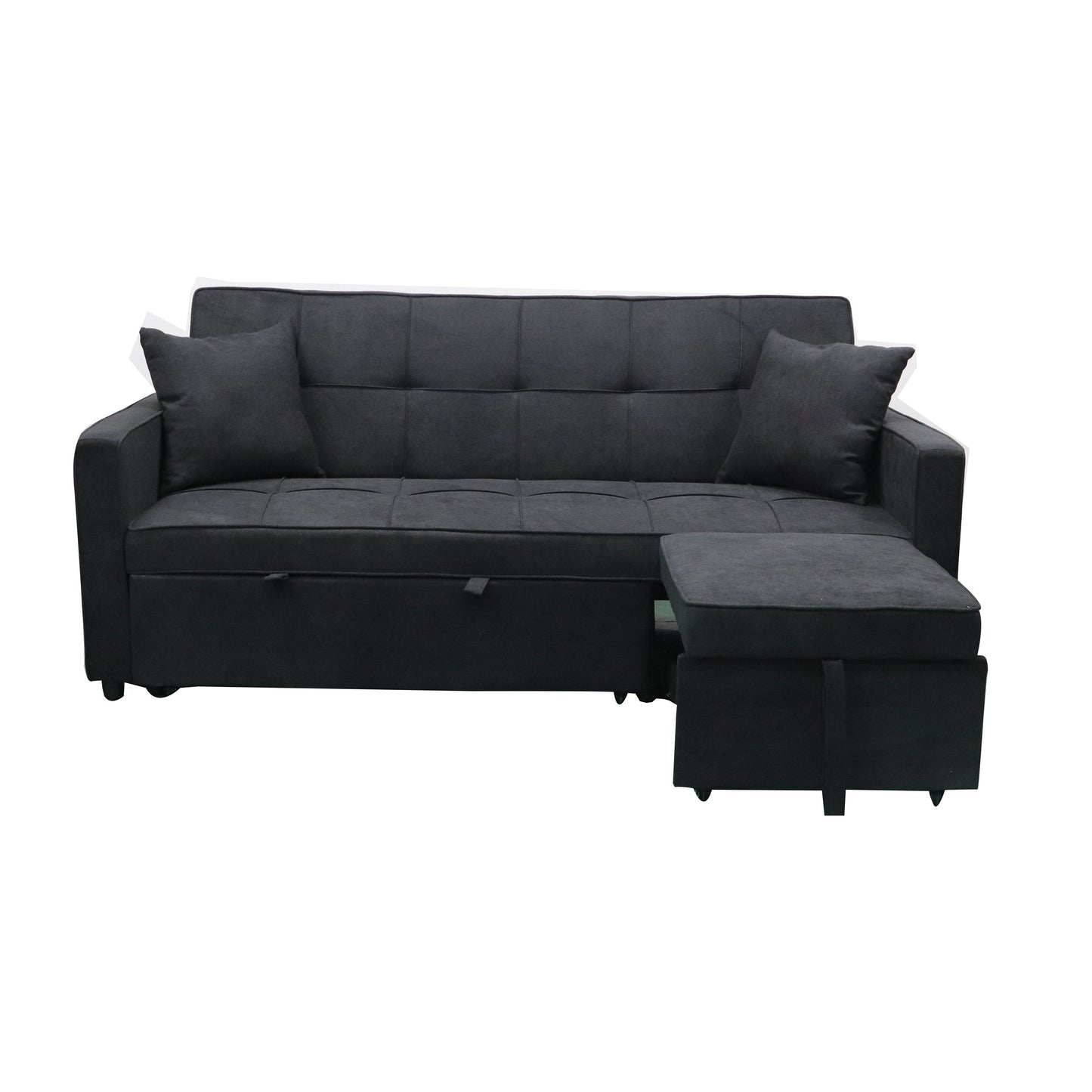 Hartford Sofa Bed - Multi-Functional W/ Pullout Chaise - Black