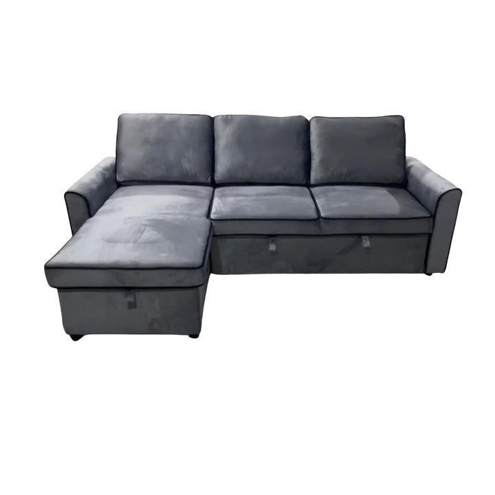 Santa-Fe Rev Sofa Bed 3 Seat Set Sect Couch Lounge With Piping - Dark Grey