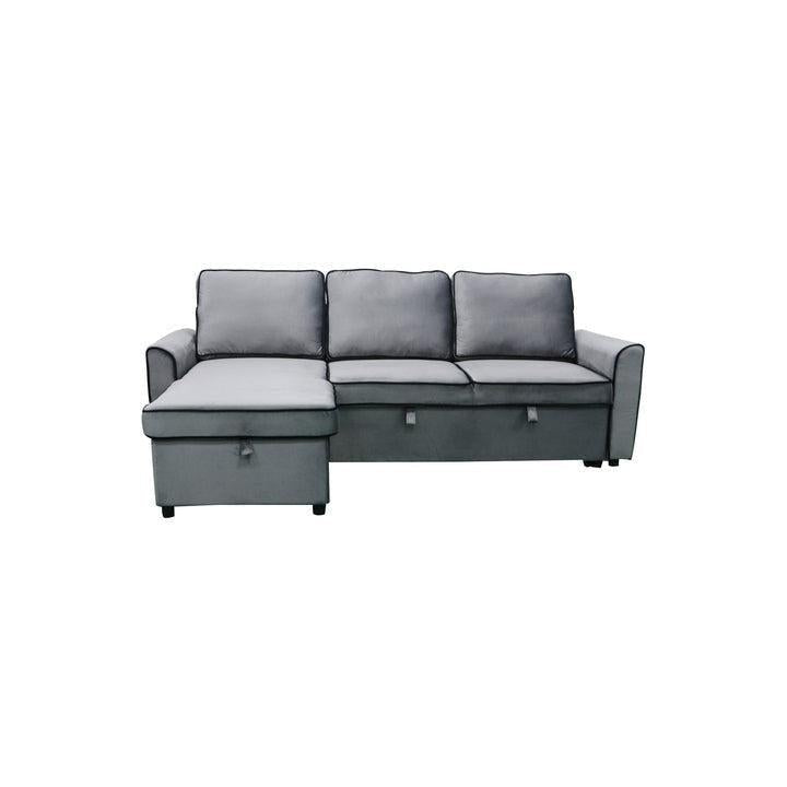 Santa-Fe Rev Sofa Bed 3 Seat Set Sect Couch Lounge With Piping - Dark Grey