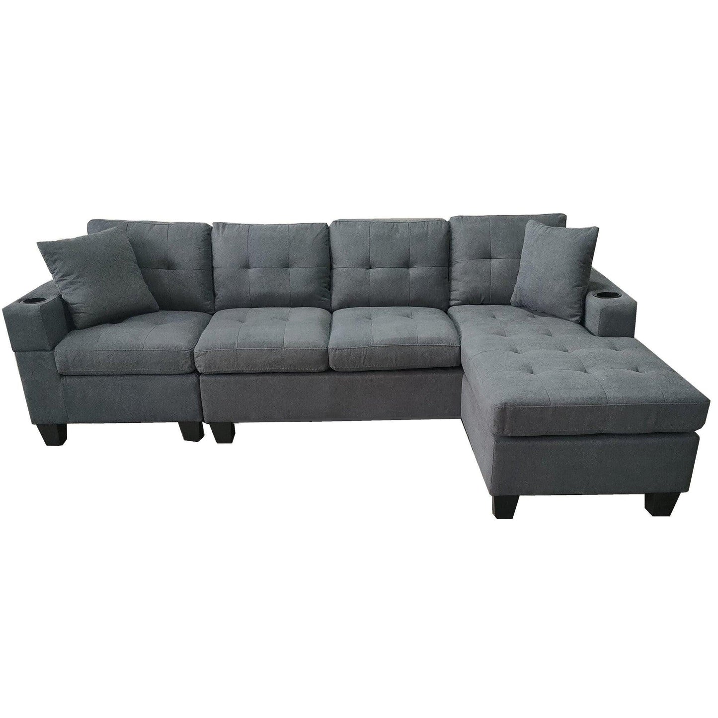 MONTANA REVERSIBLE SOFA COUCH SUITE MODULAR CORNER 4 SEATER SET SECTIONAL - DARK