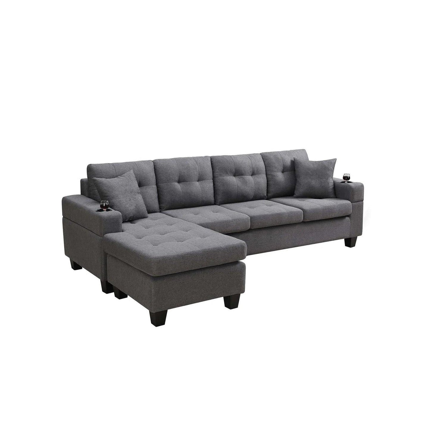 MONTANA REVERSIBLE SOFA COUCH SUITE MODULAR CORNER 4 SEATER SET SECTIONAL - DARK