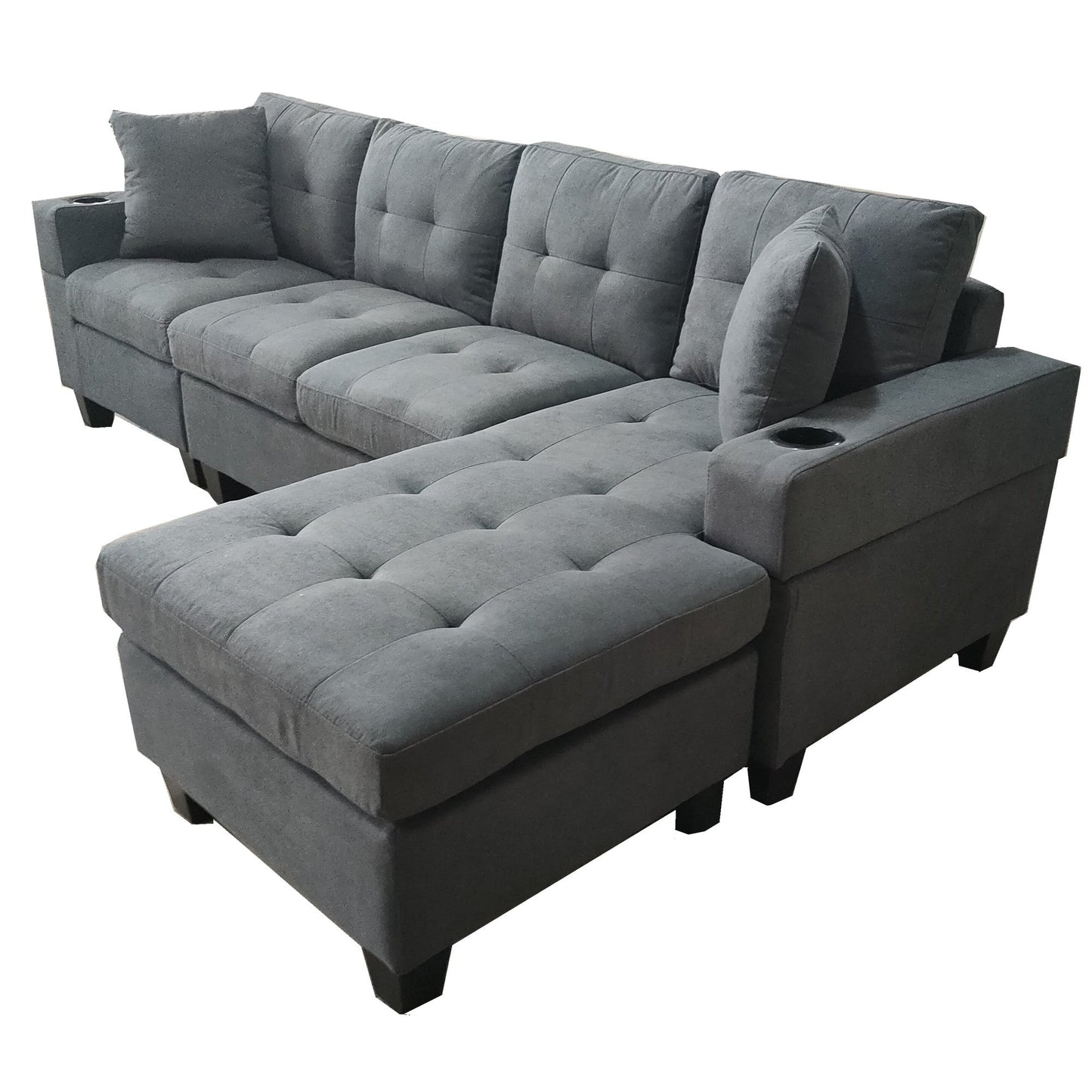 MONTANA REVERSIBLE SOFA COUCH SUITE MODULAR CORNER 4 SEATER SET SECTIONAL - DARK