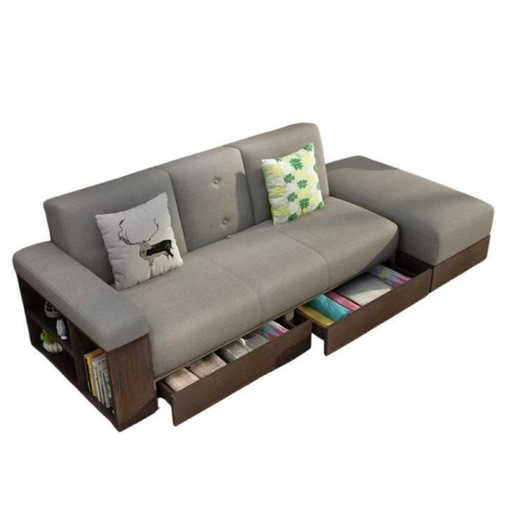 Vienna Sectional Sofa Bed Couch Lounge Set 3 Seat With Storage - Dark Timber