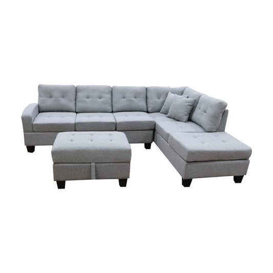 DAKOTA SOFA COUCH LOUNGE SUITE CUP TRAY MODULAR CORNER 5 SEATER REVERSIBLE SET Light Grey