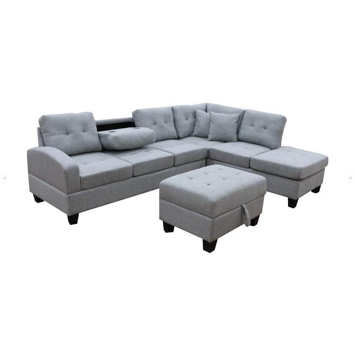 DAKOTA SOFA COUCH LOUNGE SUITE CUP TRAY MODULAR CORNER 5 SEATER REVERSIBLE SET Light Grey