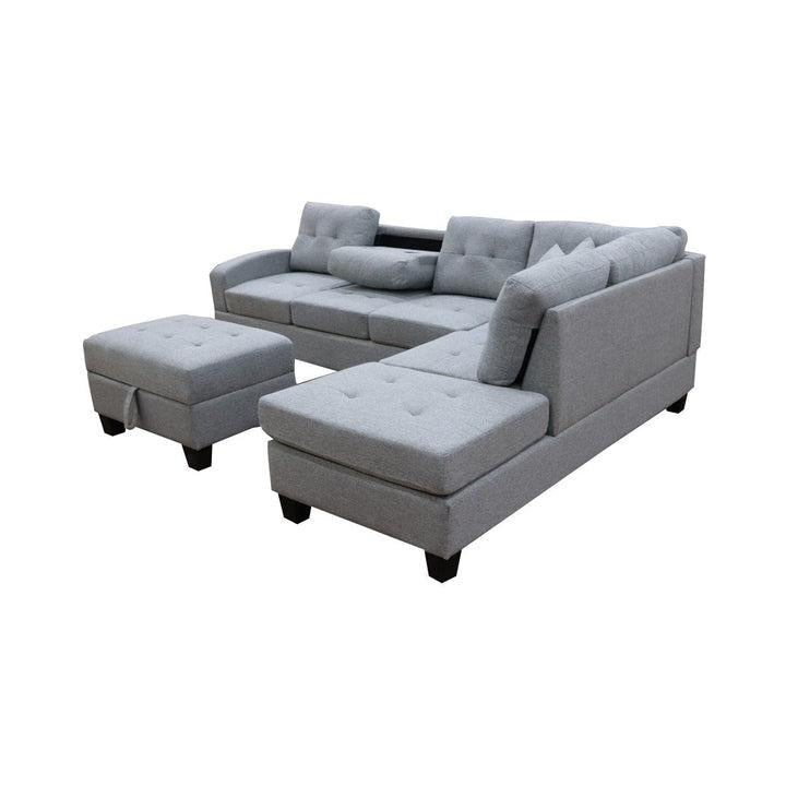 DAKOTA SOFA COUCH LOUNGE SUITE CUP TRAY MODULAR CORNER 5 SEATER REVERSIBLE SET Light Grey