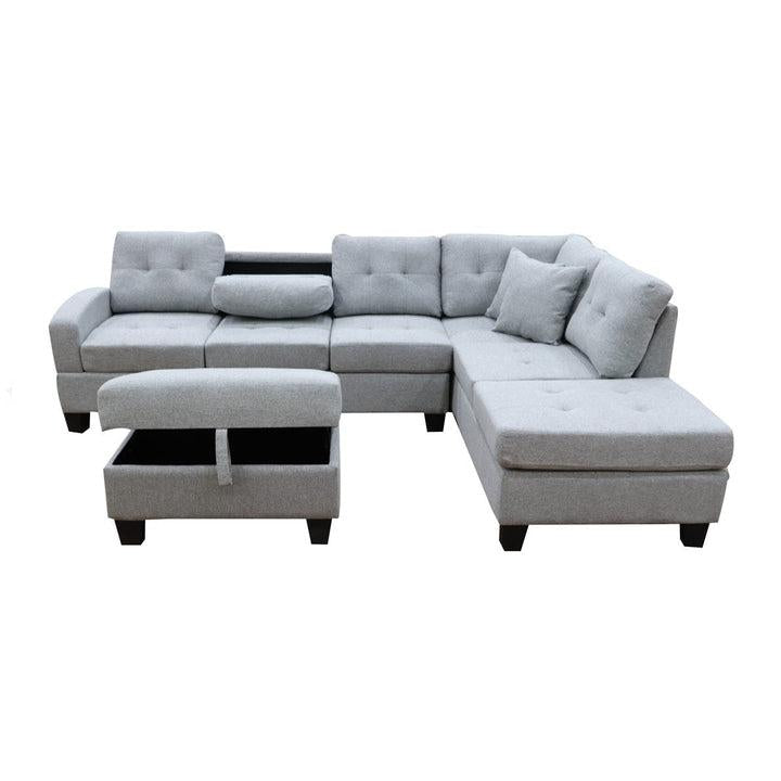 DAKOTA SOFA COUCH LOUNGE SUITE CUP TRAY MODULAR CORNER 5 SEATER REVERSIBLE SET Light Grey