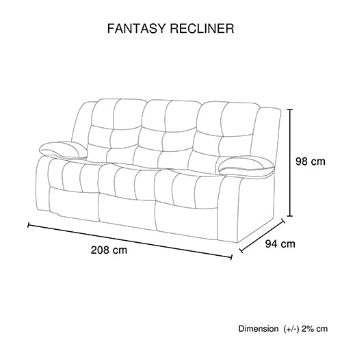 3 Seater Recliner Sofa In Faux Leather Lounge Couch in Brown