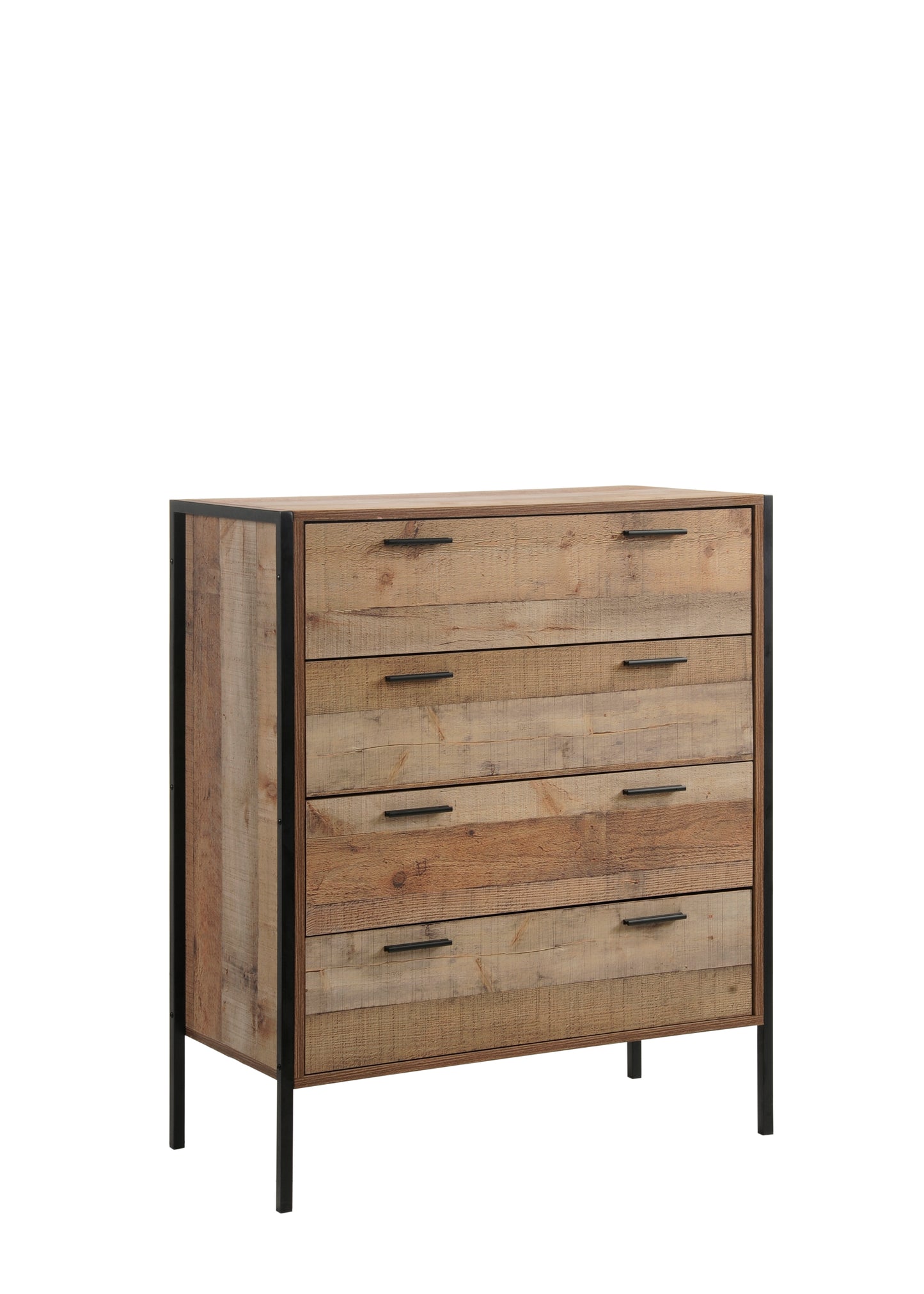 Tallboy 4 Storage Drawers Natural Wood Like Particle board Construction in Oak Colour